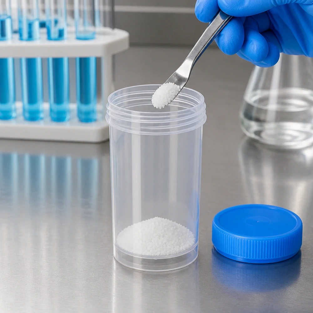 Universele kunststof pot (pathologie pot) 100ml Voedselveilige plastic doos van 100 ml met kindveilige blauwe deksel