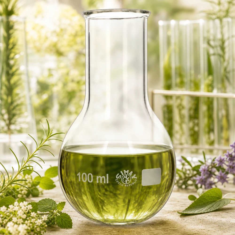 Rondbodemkolf van 100 ml met maatverdeling voor exacte volumebepaling in het laboratorium