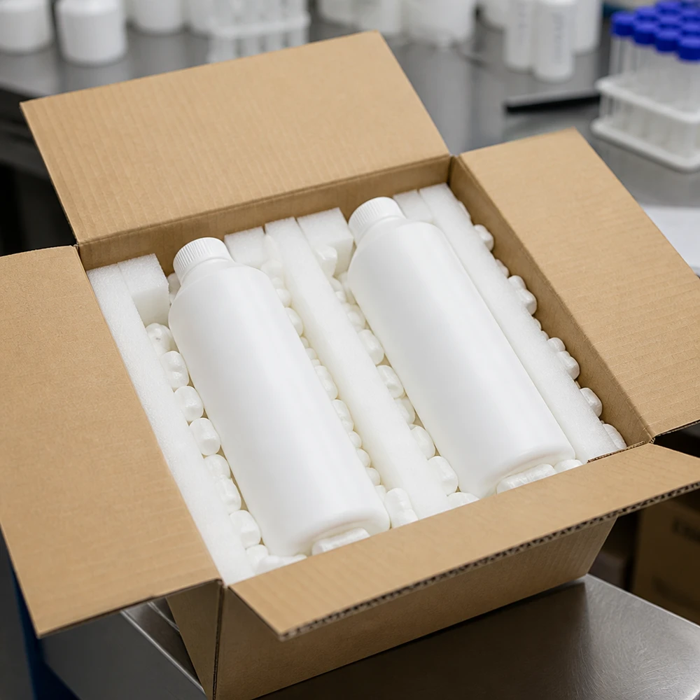PET cilinderfles 250ml wit, S20x3, zonder sluiting Lege HDPE-fles van 250 ml, wit, voor het afvullen en opslaan van farmaceutische producten