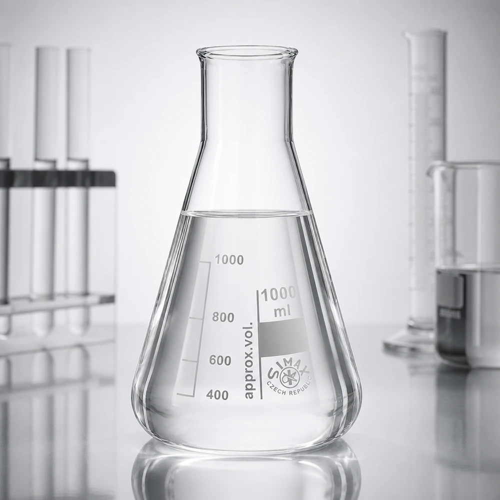 Compacte erlenmeyer van 100 ml met wijde hals, ideaal voor kleine volumes en micro-experimenten