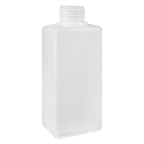 Hoekige fles 250ml HDPE blank ND 25, zonder deksel Hoekige fles 250ml HDPE blank ND 25, zonder deksel