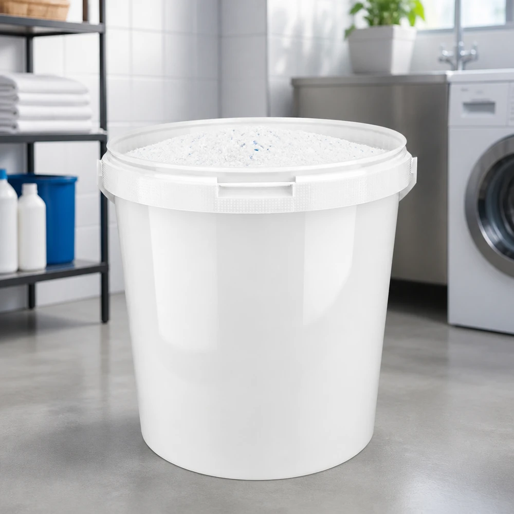 Stevige open emmer van 10,7 l van wit PP voor professioneel en particulier gebruik