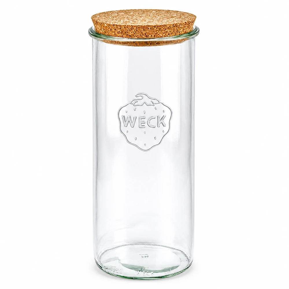 1500ml stortglas WECK RR100 met kurk WECK RR100 voorraadpot 1500ml met natuurlijk kurkdeksel voorraadpot inmaakpot transparant