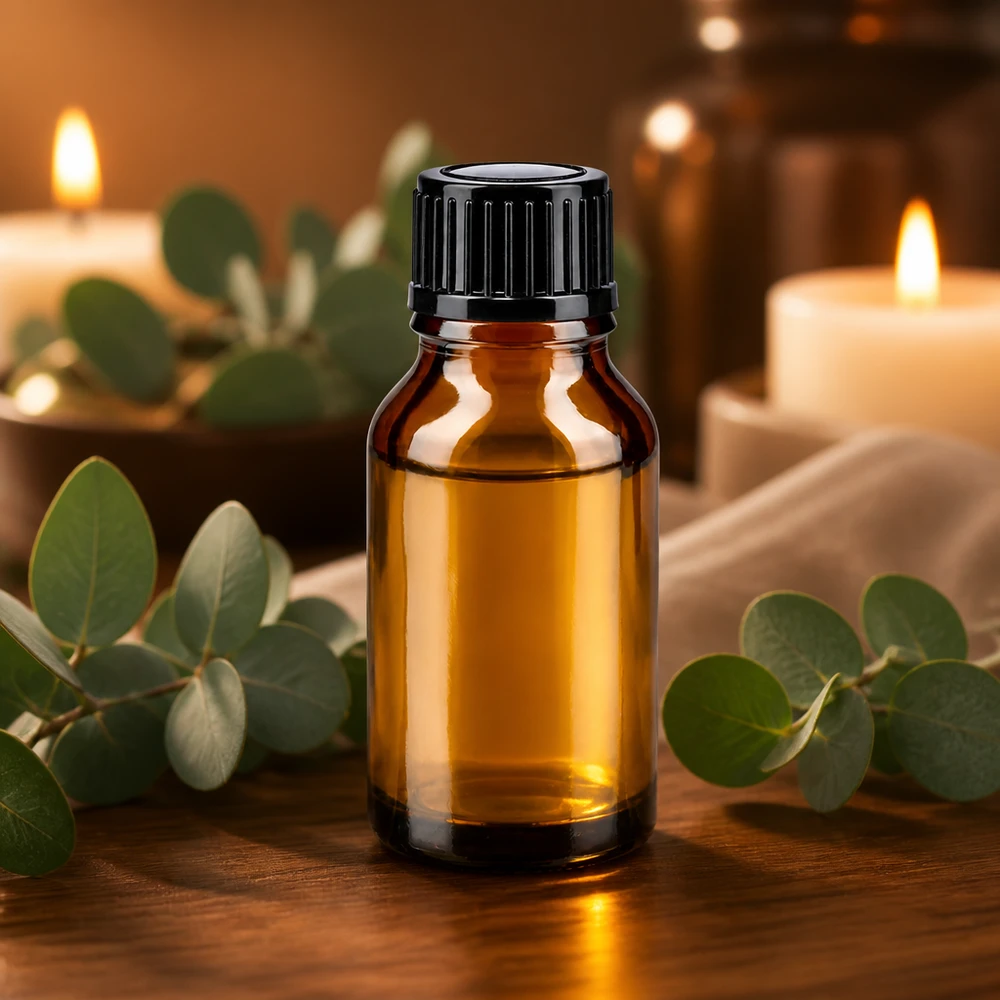 Apotheekflesje 15 ml, bruin glas, UV-bescherming, zwarte dop, voor etherische oliën