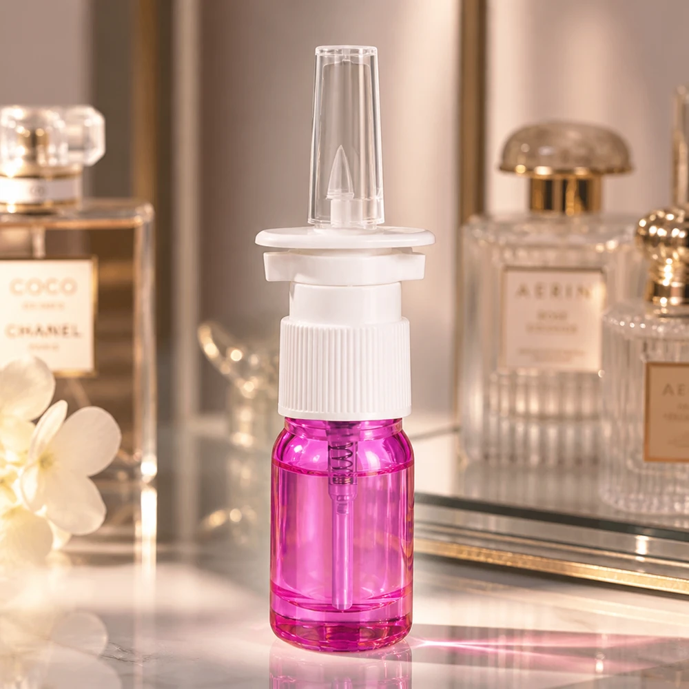 5ml neussprayfles wit/transparant standaard PurpleLine UT18/5 Elegant paars 5ml neussprayflesje met ergonomisch ontwerp voor eenvoudig gebruik