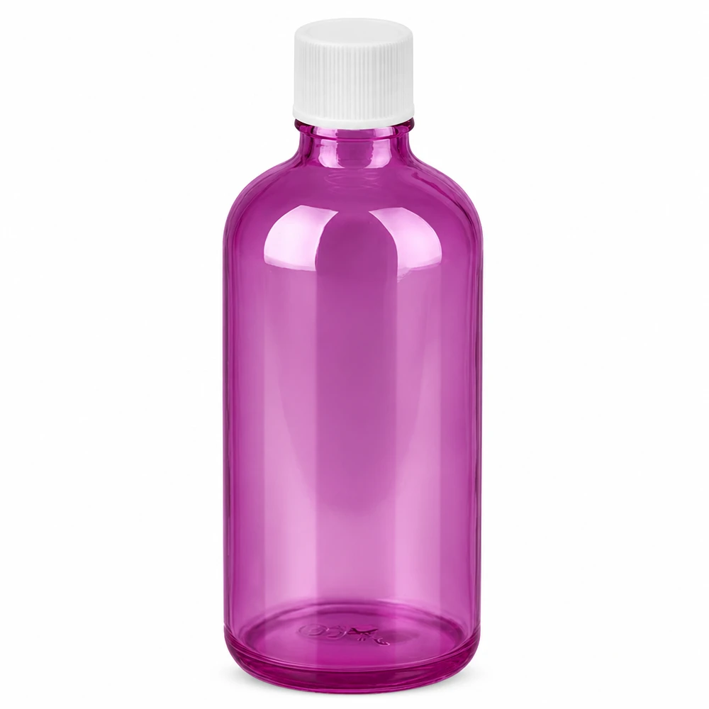 PurpleLine 100ml flesje van hoogwaardig glas met witte schroefdop voor laboratoria en apotheken
