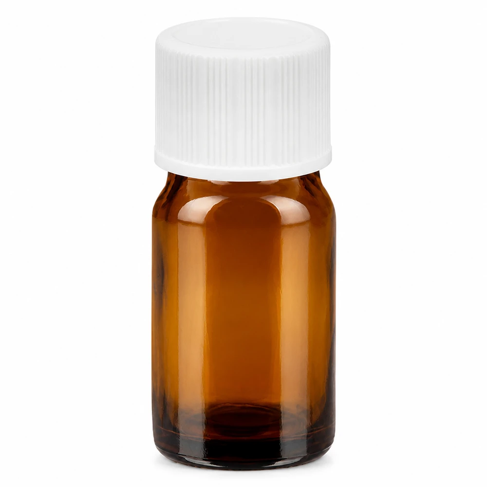 5ml flesje 11mm SV wit STD BrownLine UT18/5 5ml bruin glazen flesje met witte schroefdop voor essentiële oliën en cosmetica