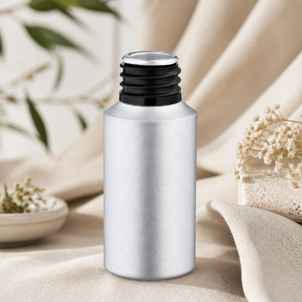 Handig aluminium flesje van 30 ml in zakformaat, perfect voor op reis en onderweg