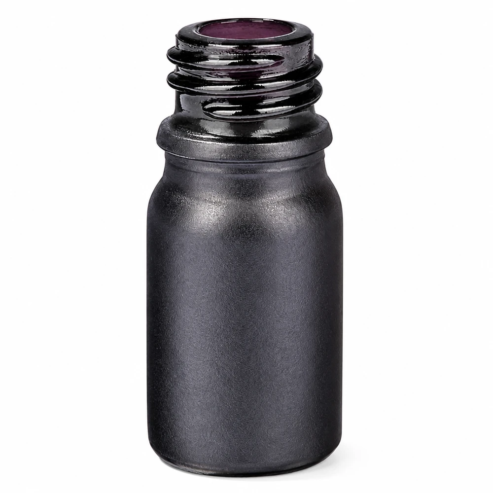 Hoogwaardige violette glazen fles 5ml BlackLine UT18/5 UNiTWIST met zwart oppervlak