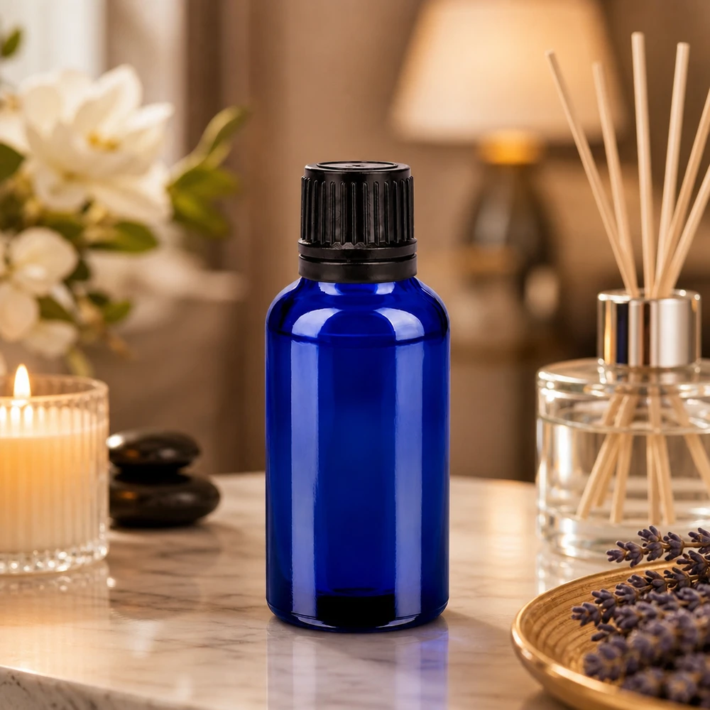 30 ml blauw apothekersflesje met vaste schroefdraad voor langdurig bewaren