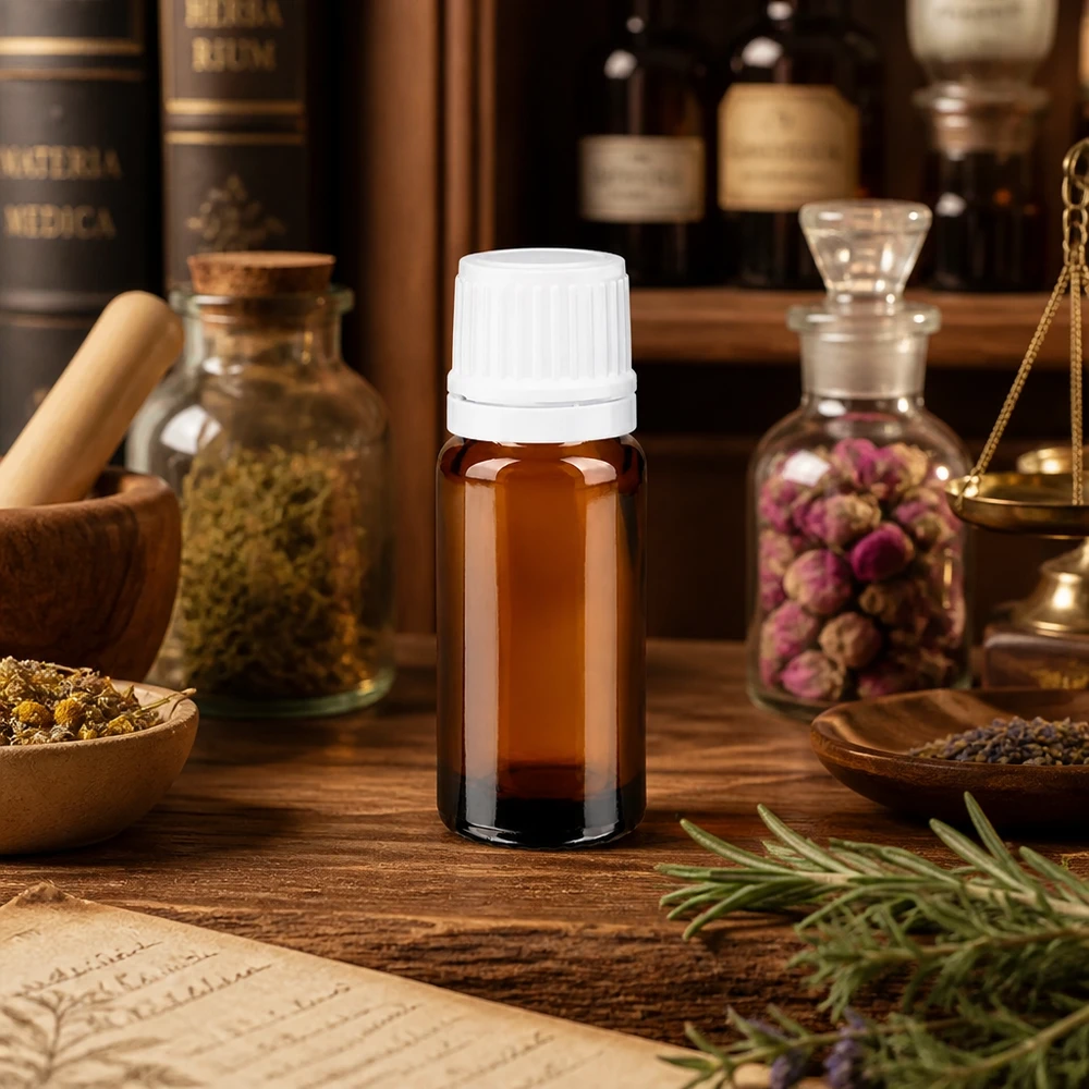 Farmaceutische bruine glazen fles van 10 ml met originaliteitssluiting en gecontroleerde druppeldosering