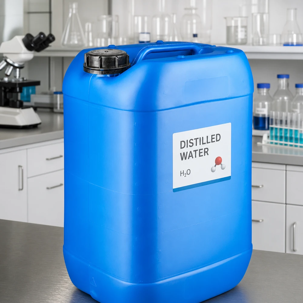Rechthoekige jerrycan van 25 liter in blauw met lekvrije schroefdop voor zuiver water