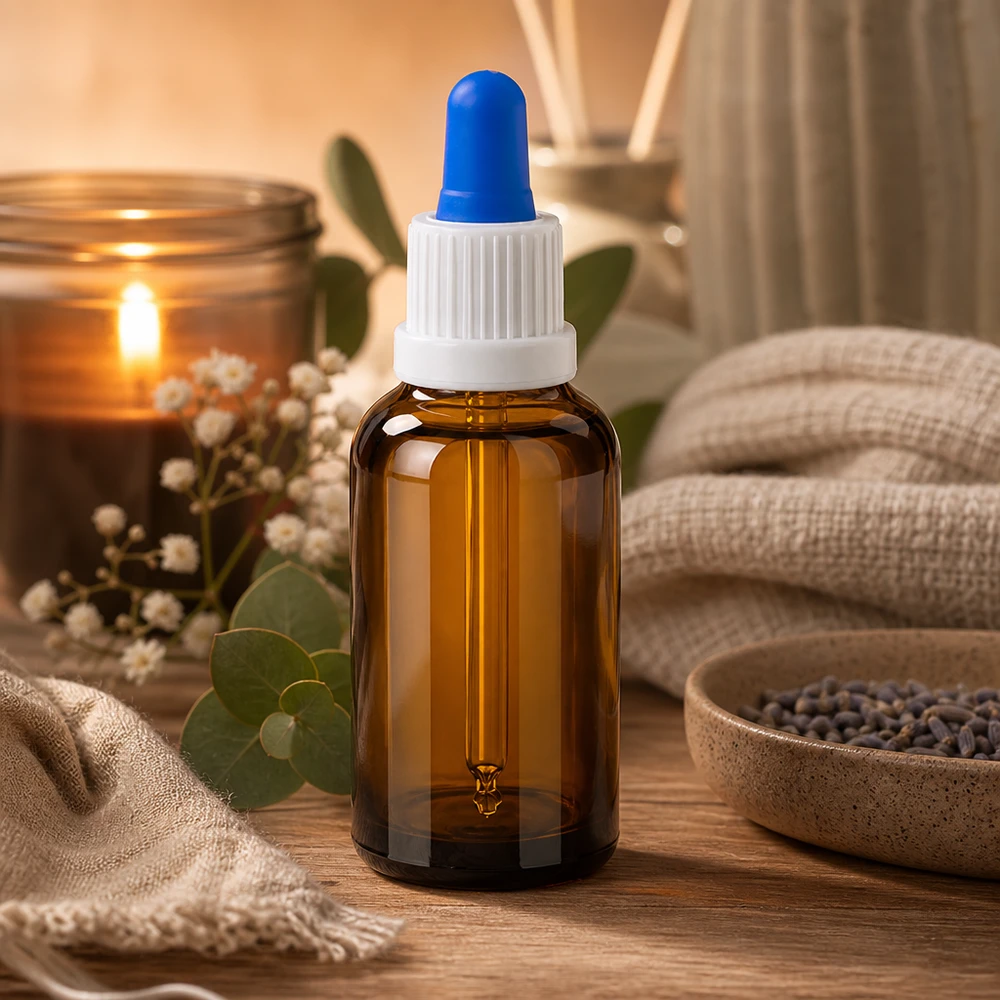 30ml pipetfles wit/blauw OV BrownLine UT18/30 Farmaceutische kwaliteit 30ml druppelfles bruin met kindveilige witte dop voor veilig bewaren