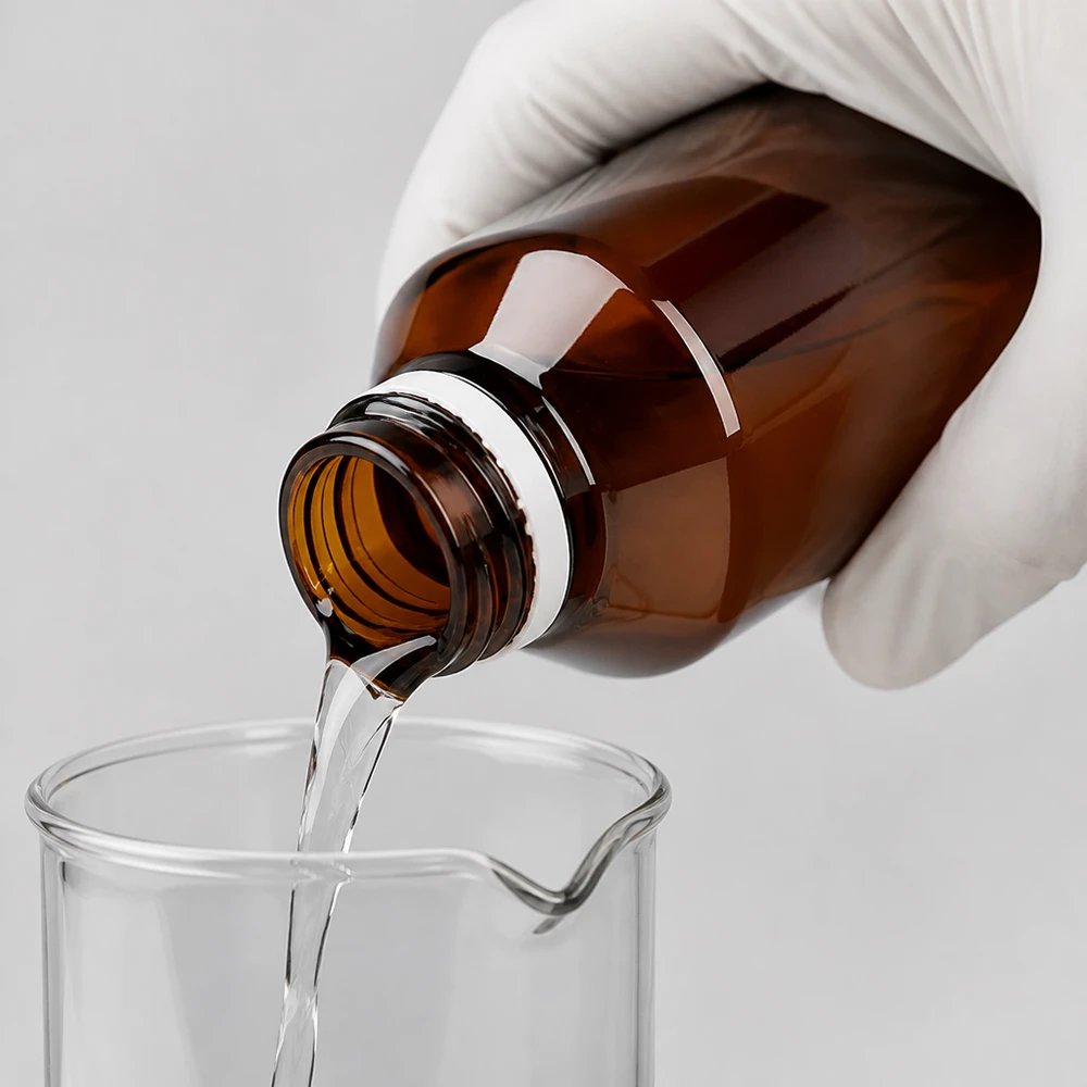 Apothekersflesje van 50 ml van bruin PET met geribbelde veiligheidsdop die het uitgieten bemoeilijkt