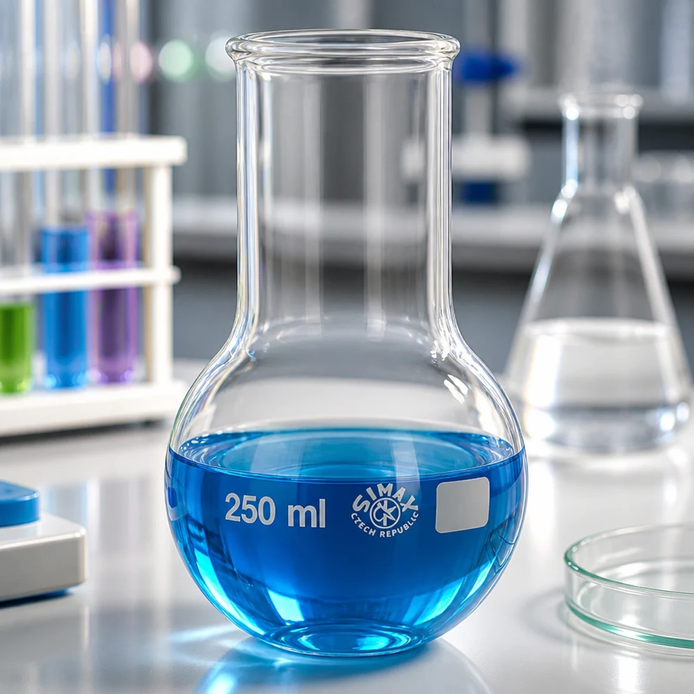 Rondbodemkolf met een capaciteit van 250 milliliter, optimaal voor middelgrote reactiebereidingen