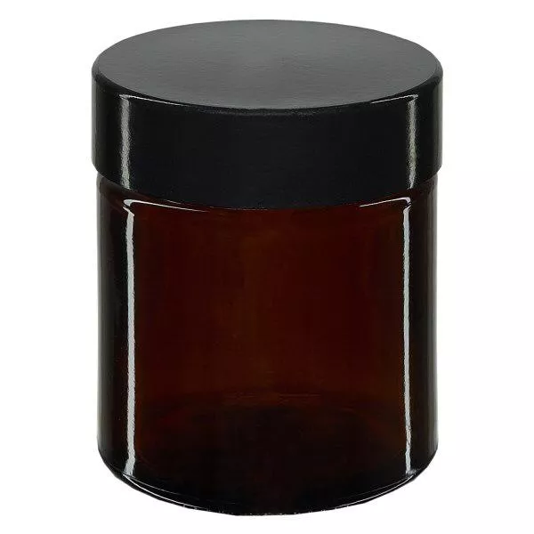 Glazen pot 30ml bruin glas 38mm/R3, met sluiting Glazen pot 30ml bruin glas 38mm/R3, met sluiting