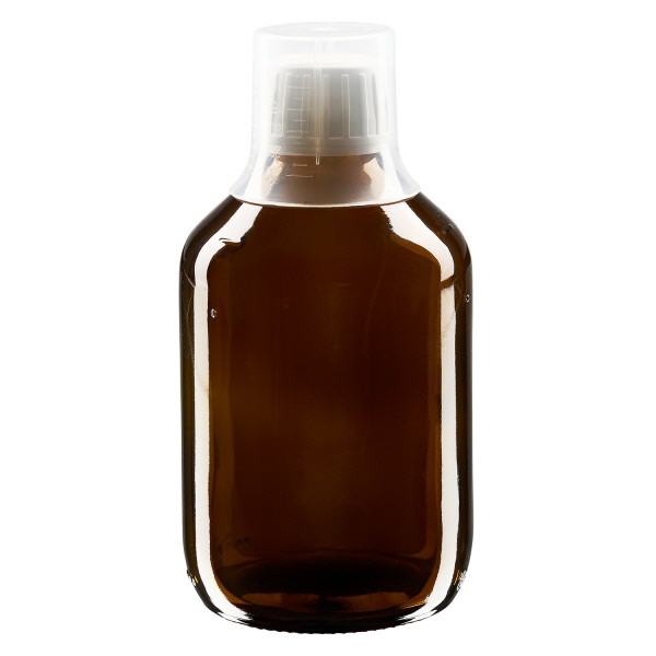 300 ml Euro-medicijnflessen met witte schroefsluiting en doseerbeker 30ml 300 ml Euro-medicijnflessen met witte schroefsluiting en doseerbeker 30ml