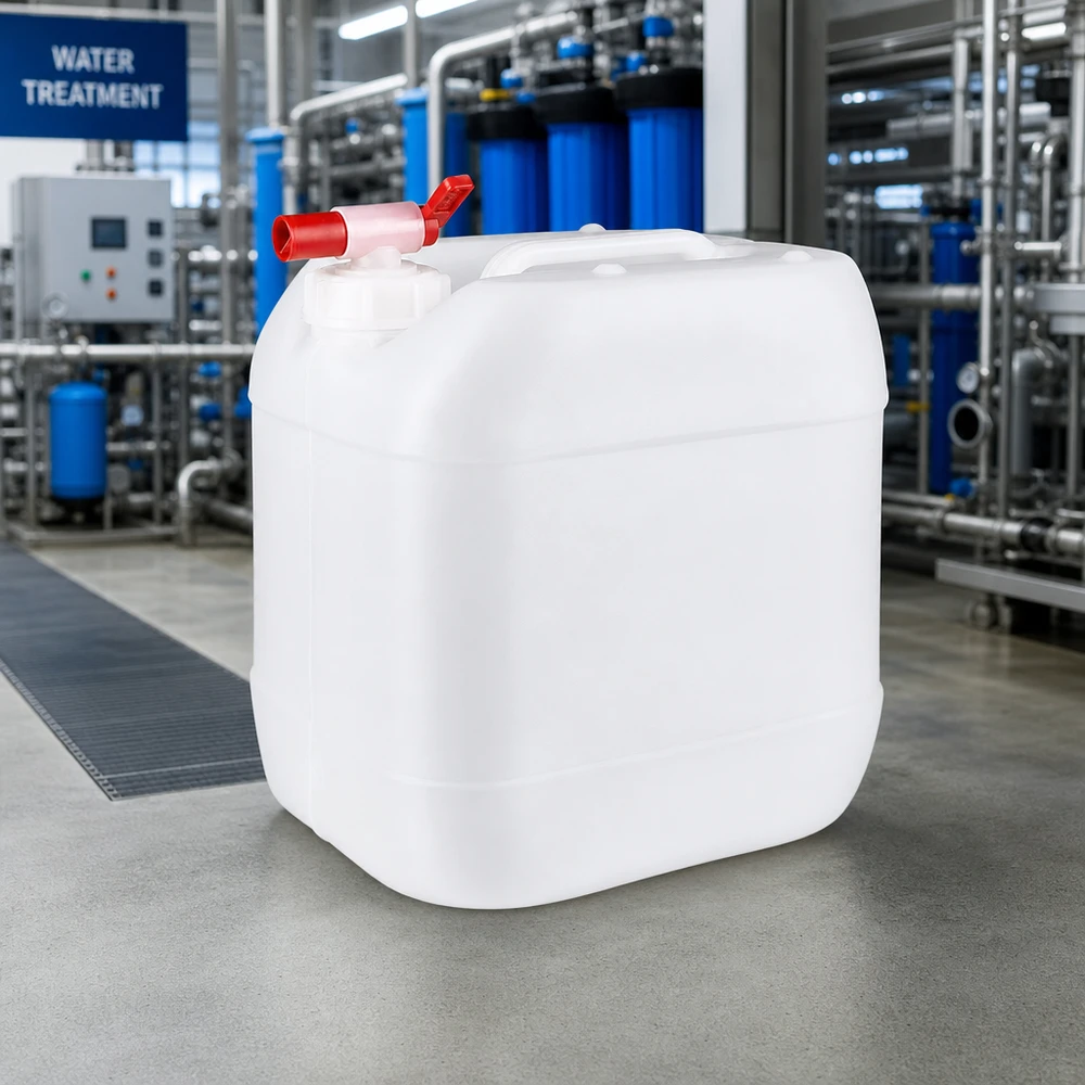 Draagbare voorraadtank van 15 liter met afvoerkraan aan de zijkant voor industriële vloeistoffen