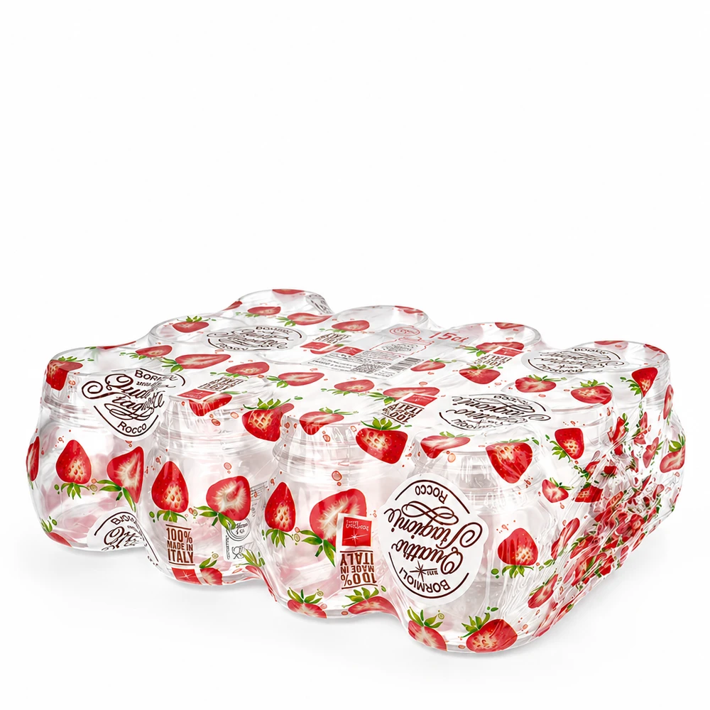 150 ml rond glas "Quattro Stagioni" met deksel Quattro Stagioni ronde potten 150ml met aardbeideksels in een set van 4 voor inmaken en conserveren
