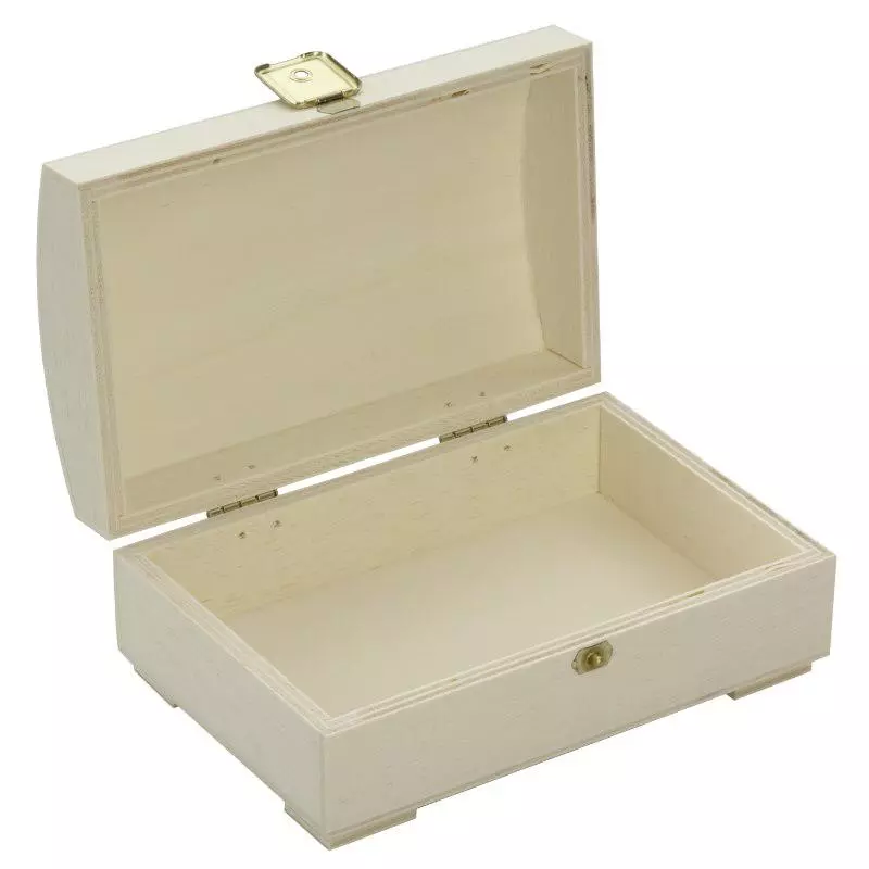 Houten box (kist) met gewelfd deksel 15 x 10 x 6 cm (populieren multiplex)