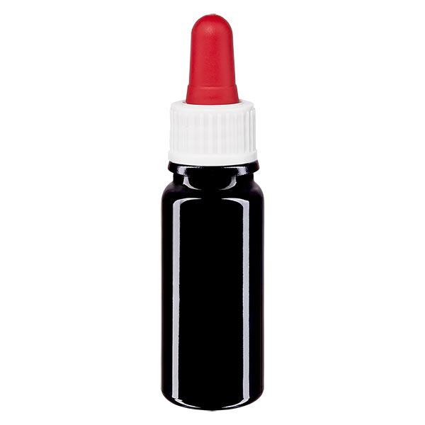 Apothekersflesje viol. 10ml pipet wit/rood St Apothekersflesje viol. 10ml pipet wit/rood St