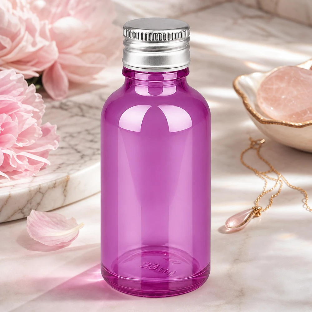 30ml fles 11mm aluminium-zilver schroefdop standaard PurpleLine.UT18/30 30 ml violet glazen flesje met UV-bescherming en stevige 11 mm aluminium dop