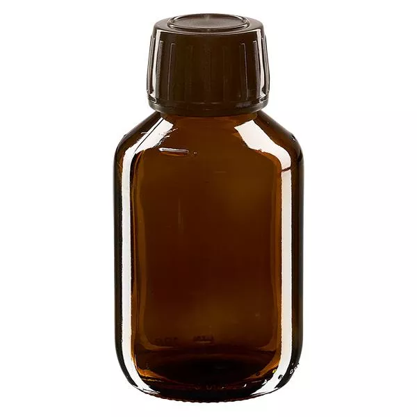 100ml Euro-medicijnfles bruin met bruine schroefsluiting VR