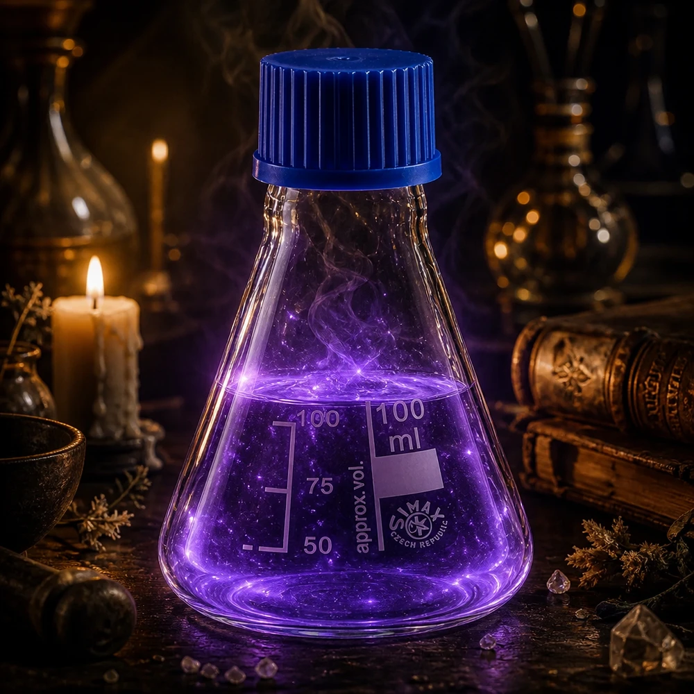 Chemie glazen Erlenmeyer 100ml inhoud met afneembare blauwe dop