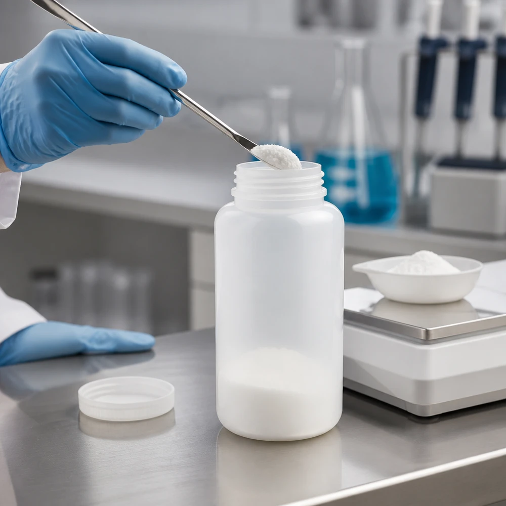 HDPE-laboratoriumfles met wijde hals, 1000 ml, zonder dop, voor veilige opslag van laboratoriumchemicaliën