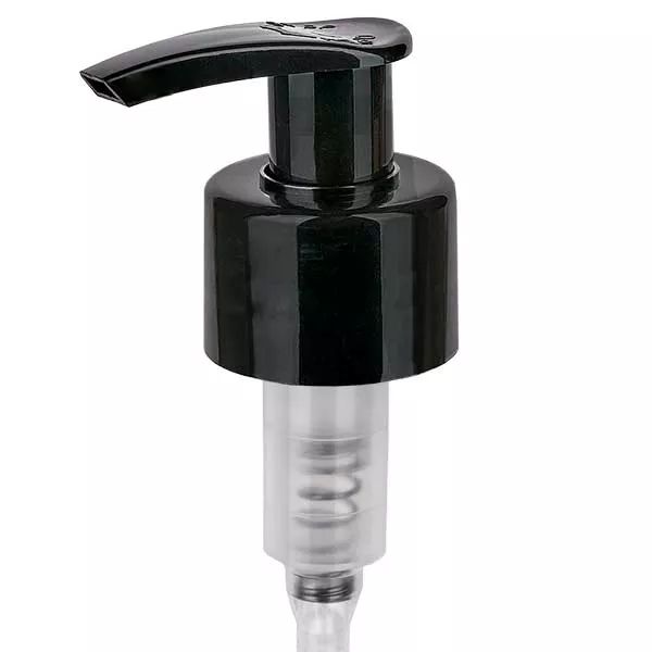Dispenserpomp zwart 28 mm voor medicijnflessen, Standaard Dispenserpomp zwart 28 mm voor medicijnflessen, Standaard
