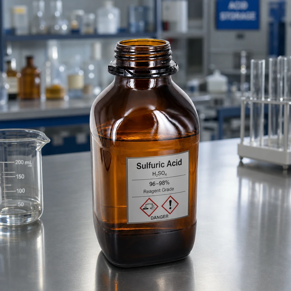 Professionele 1000ml chemische fles met reagenskwaliteit voor hoogzuivere stoffen