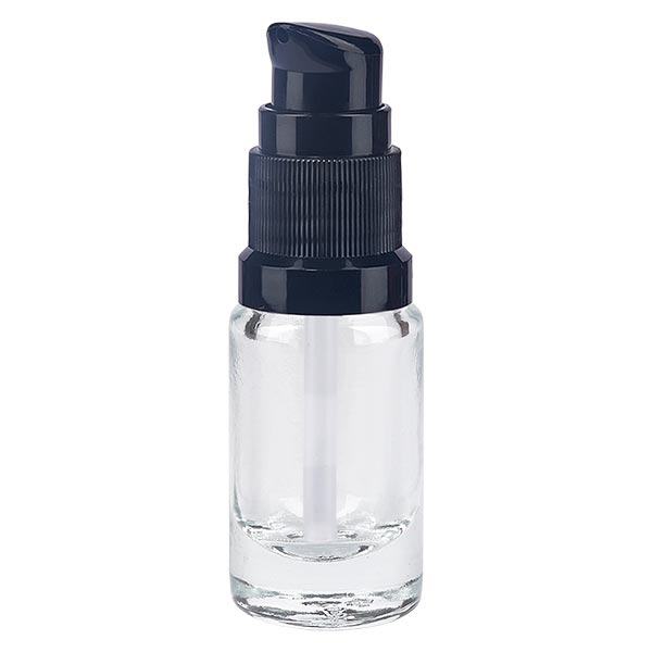 Helder glazen flessen 5ml met zwart pompsluiting Helder glazen flessen 5ml met zwart pompsluiting