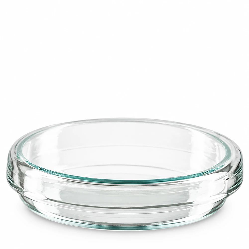 Petrischaal 70x15 mm van glas Petrischaal van glas, diameter 70 mm, geribbelde buitenrand, stapelbaar, geschikt voor laboratoriumgebruik