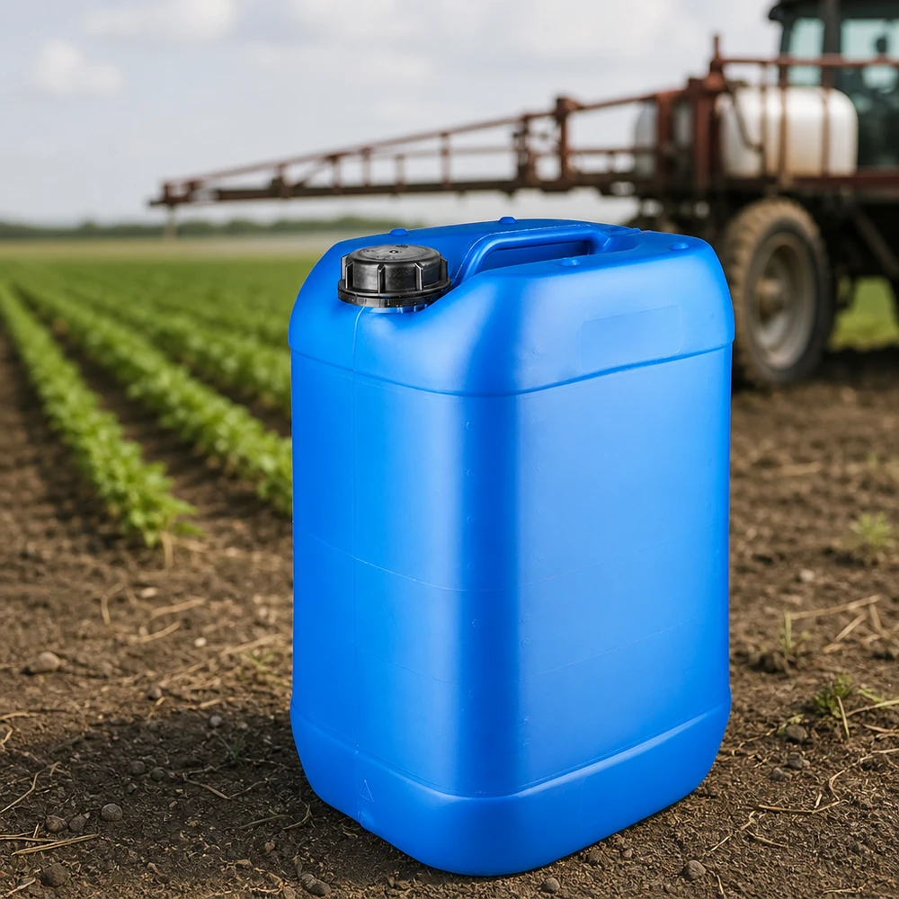 Blauwe HDPE-jerrycan van 25 liter met OV-deksel voor het gebruik van herbiciden en pesticiden