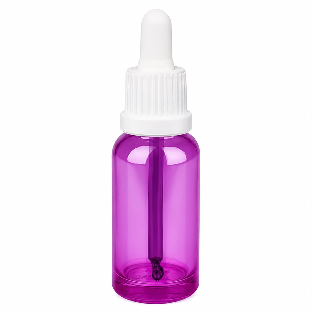 20 ml doseerfles met praktische pipet in elegant paars