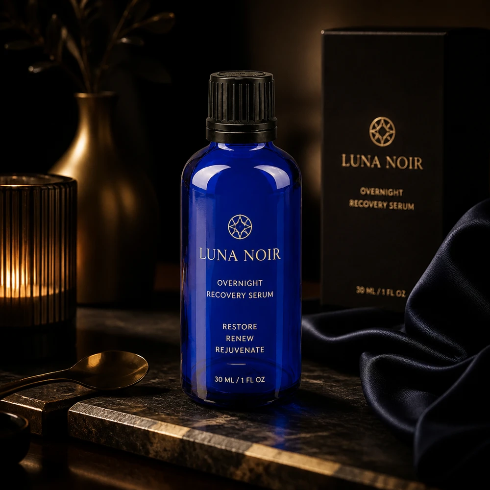 Blauwe glazen flessen 50ml met zwart schroefsluiting uitgietring VR Blauwe glazen apothekersfles van 50 ml met een OV-sluiting van 8 mm voor hoogwaardige cosmetische serums