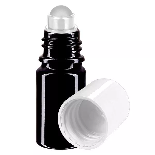 Apothekersflesje violet 5ml roll-on dop wit