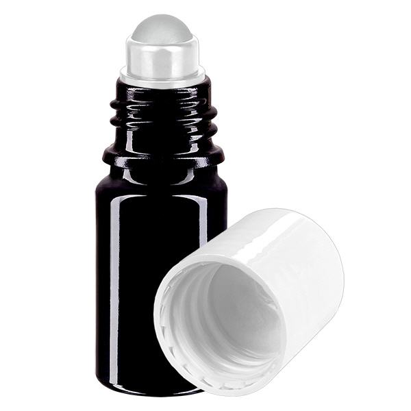 Apothekersflesje violet 5ml roll-on dop wit Apothekersflesje violet 5ml roll-on dop wit
