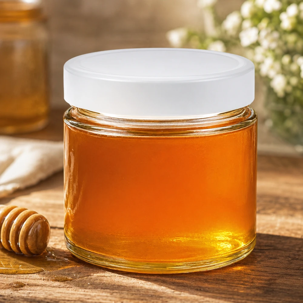 135ml ronde pot gevuld met honing wit BasicSeal deksel honingpot jampot inmaakpot voorraadpot