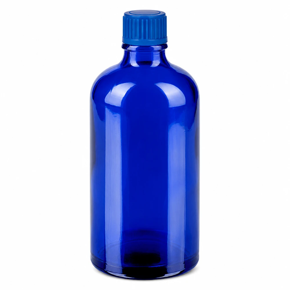 100ml fles 11mm SV blauw STD BlueLine UT18/100 Hoogwaardige glazen fles blauw 100ml met veilige schroefdop 11mm