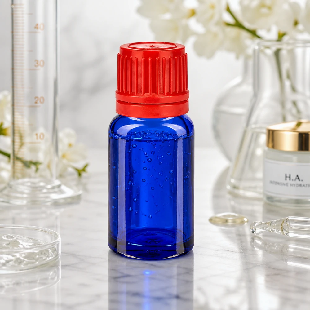 10ml violet glazen flesje met tamperproof rode dop voor farmaceutische bereidingen