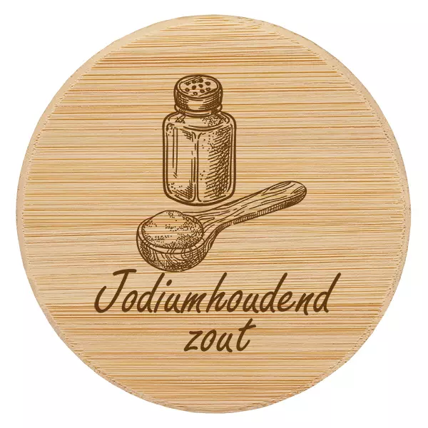 Houten deksel "Jodiumhoudend zout" voor WECK RR60 Houten deksel "Jodiumhoudend zout" voor WECK RR60