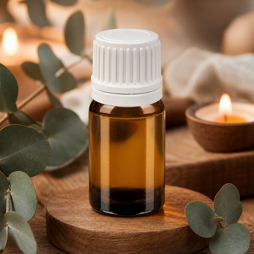 5ml flesje 11mm SV wit OV BrownLine UT18/5 Klein 5ml amberkleurig glazen flesje met witte dop voor aromatherapie en essentiële oliën
