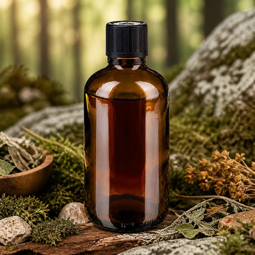Bruine glazen fles 100ml met zwart druppelsluiting 1mm kinderslot bliw. VR Flesje van 100 ml voor etherische olie, van bruin glas, met UV-bescherming en een zwarte kindveilige dop