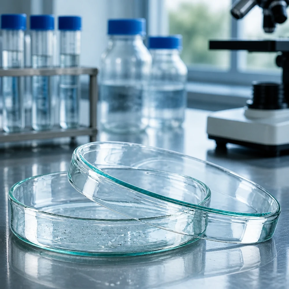 Petrischaal 100x20 mm van glas Petrischaal 100 x 20 mm van helder glas voor microbiologie, mycologie en celbiologie