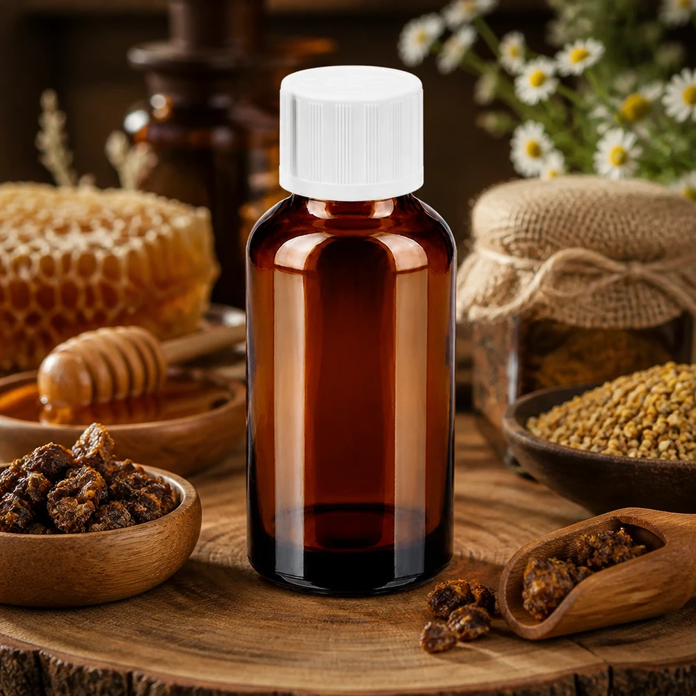 30ml fles 11mm SV w. STD KiSi BrownLine UT18/30 Robuuste glazen fles van 30 ml in apothekerskwaliteit met veilige sluiting voor homeopathie