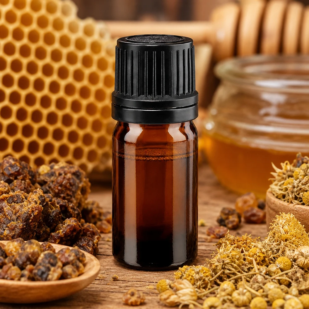 UV-bestendige bruine glazen fles van 5 ml voor bijenproducten, propolis en natuurlijke etherische extracten
