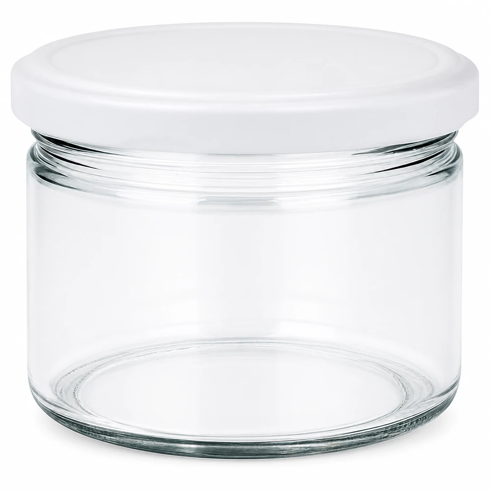 Ronde pot 540 ml met wit BasicSeal deksel UNiTWIST - lege voorraadpot van helder glas voor keuken en huishouden