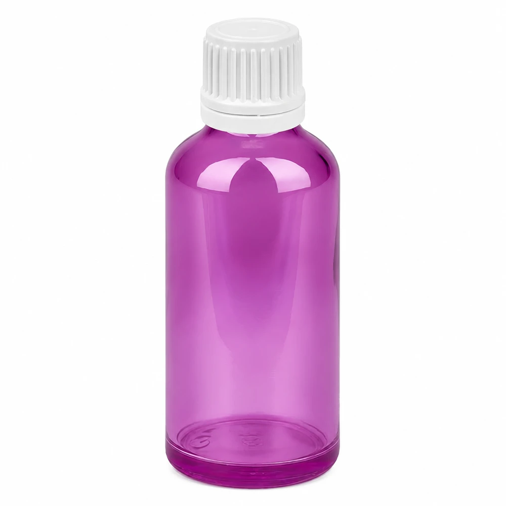 50ml fles 11mm schroefdop wit originaliteit schroefdop PurpleLine UT18/50 Compacte violette 50ml fles met witte verzegelstop voor laboratoriumgebruik