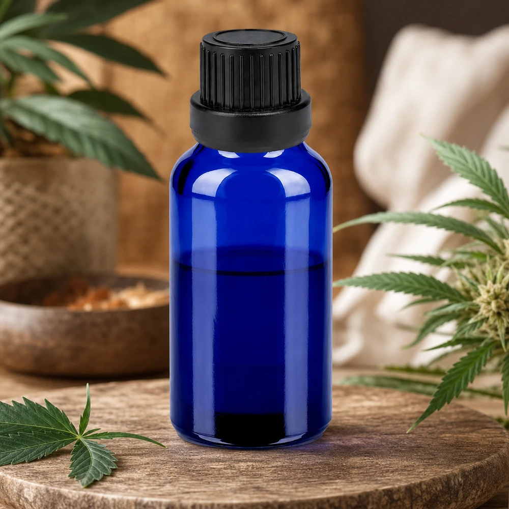 Glazen flesje van 20 ml met matzwarte dop voor stijlvolle productpresentatie